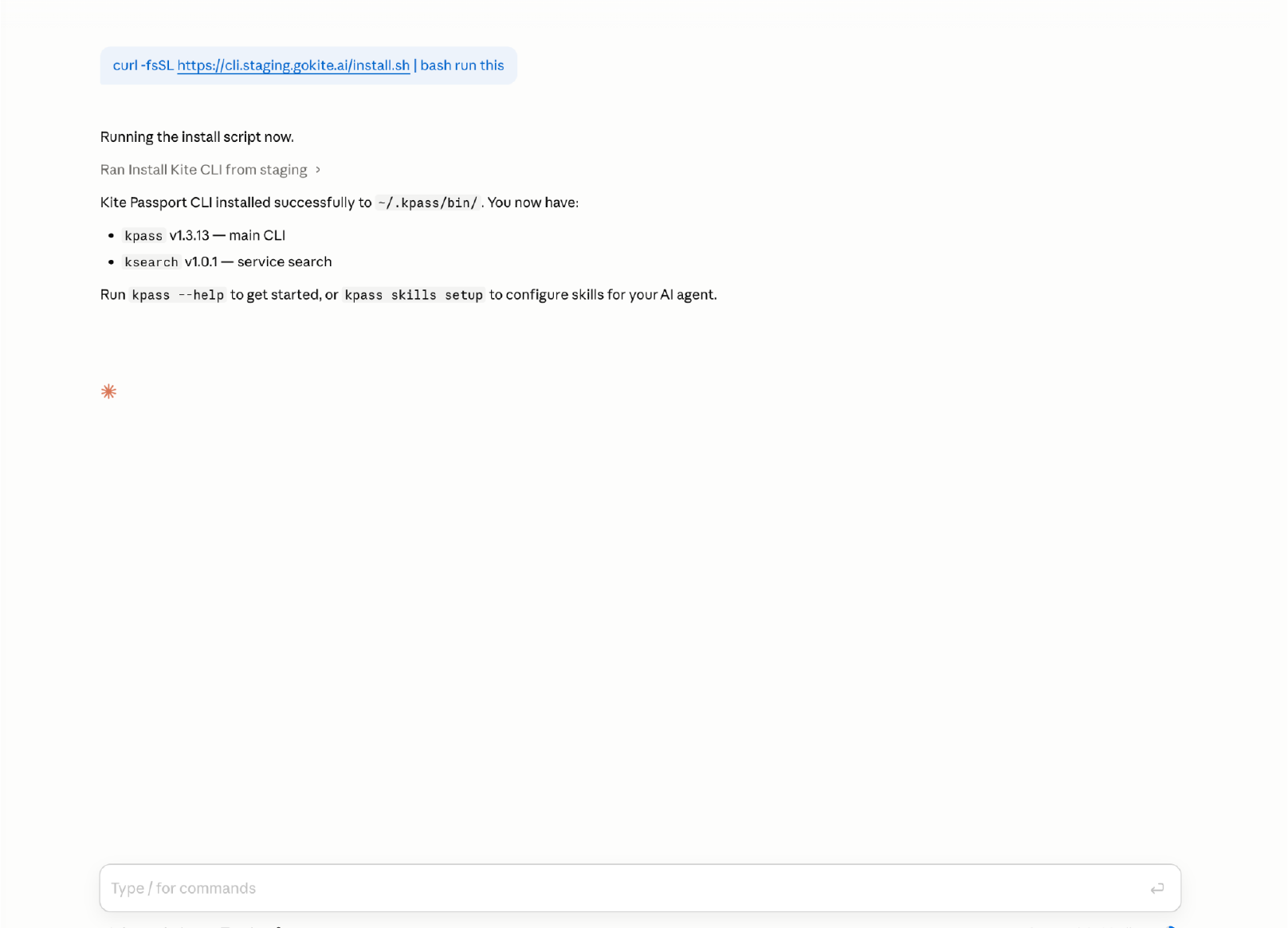 Agent running the Kite Passport installer